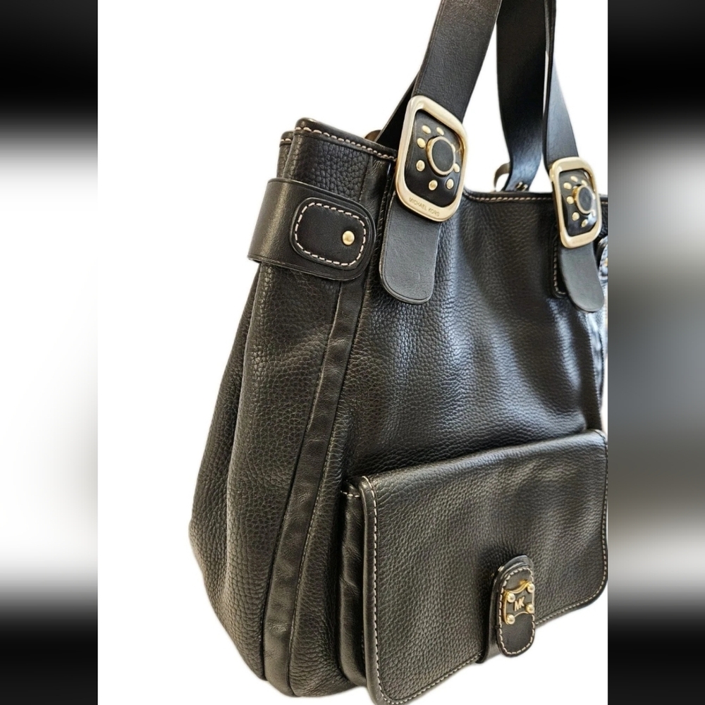 Vintage Michael Kors Black Leather Hobo Tote Bag EUC - Picture 2 of 15